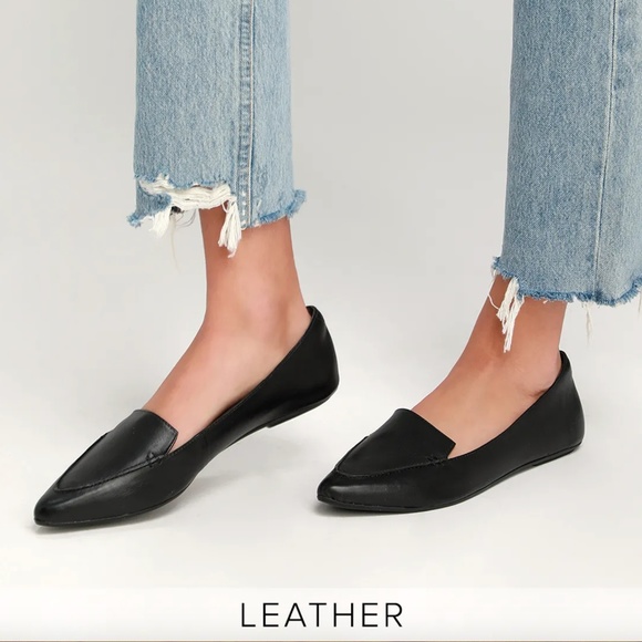 Lulus Shoes - Lulu's Emmy Leather Black Pointed Toe Loafers